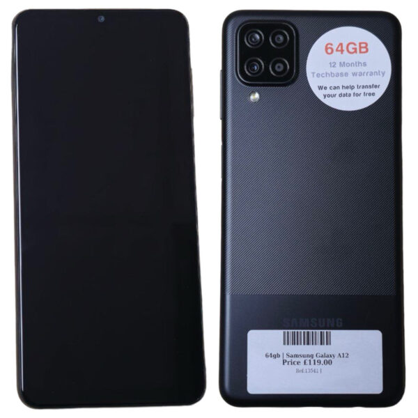 Samsung Galaxy A12 Black 64gb Unlocked | Used device |