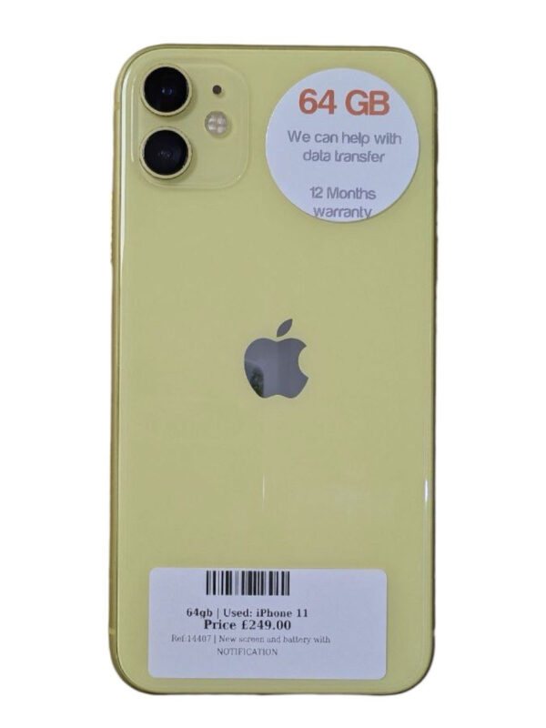 Apple iPhone 11 Yellow 64gb Unlocked | Used device |