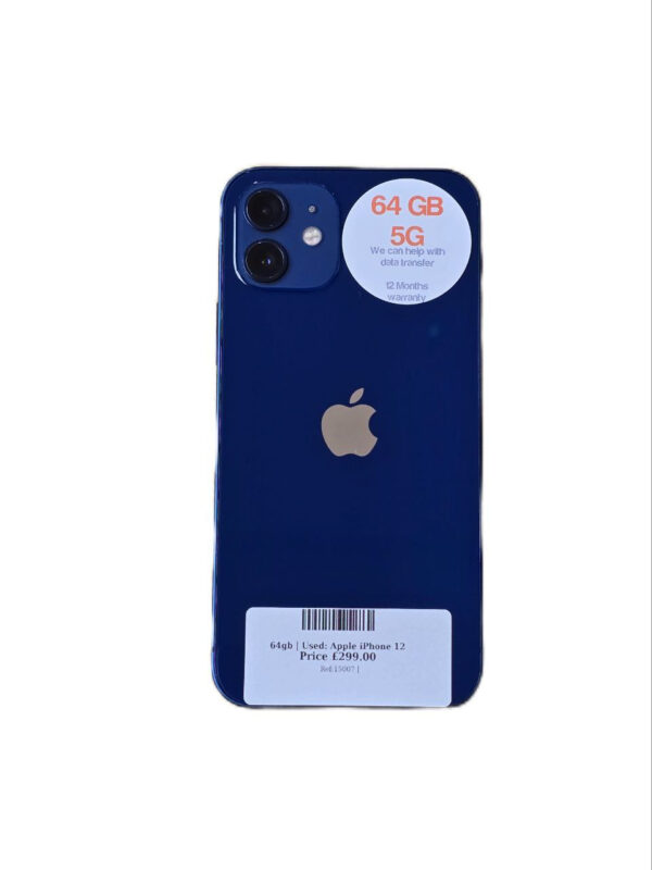 Apple iPhone 12. Blue 64gb Unlocked | Used device |