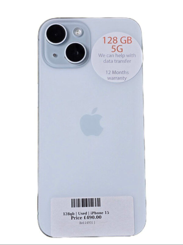 Apple iPhone 15 Blue 128gb Unlocked | Used device |