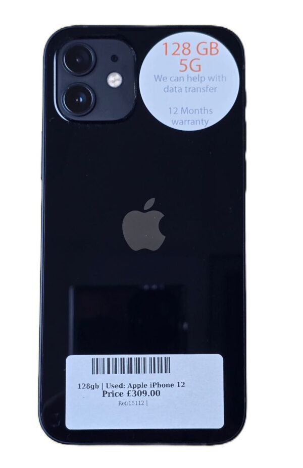 Apple iPhone 12 Black 128gb Unlocked | Used device |
