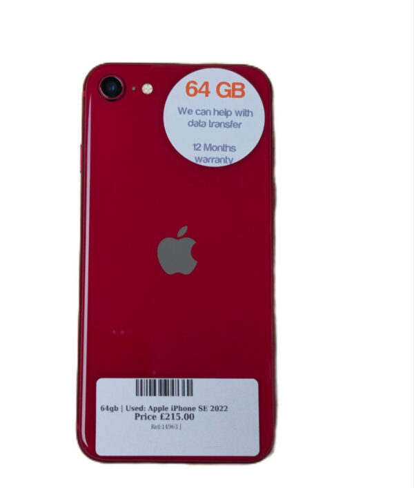 Apple iPhone SE 2022 Red 64gb Unlocked | Used device |