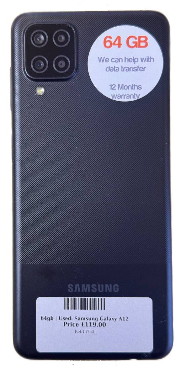 Samsung A12 Nacho (A127) Black 64gb Unlocked | Used device |