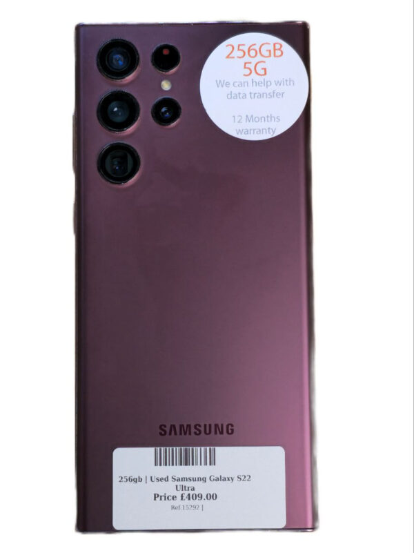 Samsung Galaxy S22 Ultra  Burgundy 256gb Unlocked