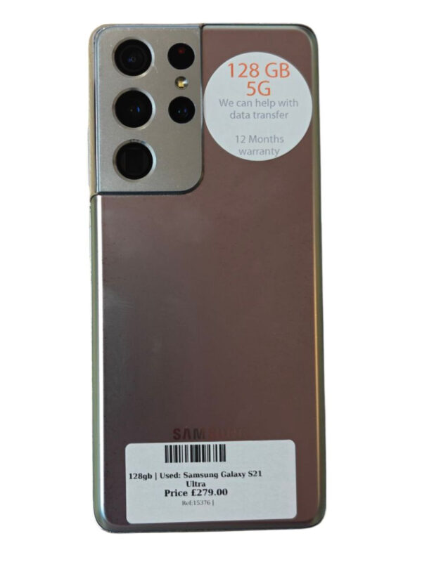 Samsung Galaxy S21 Ultra Silver 128gb Unlocked | Used device |