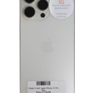 Apple 15 Pro Max Silver 256gb Unlocked | Used device |