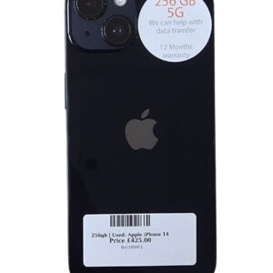 Apple iPhone 14 Black 256gb Unlocked | Used device |