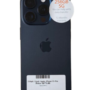 Apple iPhone 15 Pro Blue 256gb Unlocked | Used device |