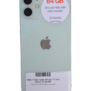 Apple iPhone 12 Mini Mint Green 64gb Unlocked | Used device |