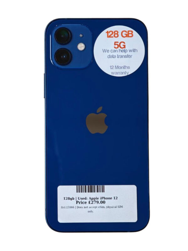 Apple iPhone 12 Blue 128gb Unlocked | Used device |
