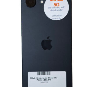 Apple iPhone 16e Black 128gb | Used device |