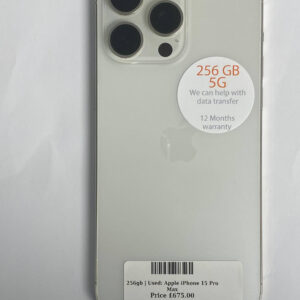 Apple 15 Pro Max White Titanium 256gb Unlocked | Used device |