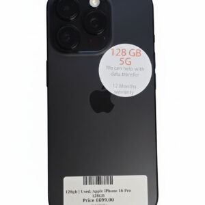 Apple 16 Pro Black titanium 128gb Unlocked | Used device |