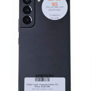 Samsung Galaxy S22 Black 128gb Unlocked | Used device |