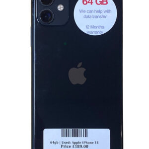 Apple iPhone 11 Black 64gb Unlocked | Used device |