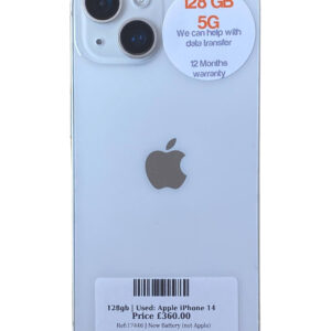 Apple iPhone 14 White 128gb Unlocked | Used device |